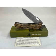 LONE WOLF KNIVES LC22550-PLN Double Action Lobo Damascus Black Palm Wood Liner Lock MINT IN BOX