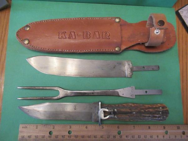 KA-Bar Stag Handle Combination Hunting Knife Set Model # 283