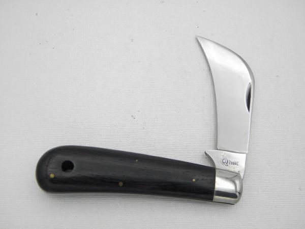 Queen Steel Hawk Bill Pruner #1:, 4 1/8” closed, 1958 - 1960, stainless steel blade with Q STEEL