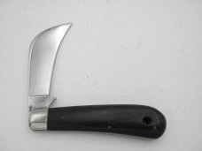 Queen Steel Hawk Bill Pruner #1:, 4 1/8” closed, 1958 - 1960, stainless steel blade with Q STEEL