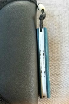 Vincenzo Balistreri Blue Burlap Micarta White Wolf,3.5" .Damascus..lanyard pin..bead..filework 