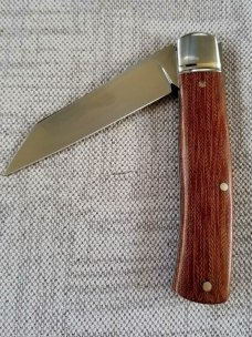 Bobby Toole Custom Native Knife, crosscut micarta, CPM-154 ,4", fluted integral bolsters,coa&pouch 