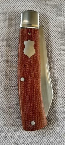 Bobby Toole Custom Native Knife, crosscut micarta, CPM-154 ,4", fluted integral bolsters,coa&pouch 