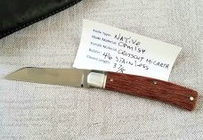 Bobby Toole Custom Native Knife, crosscut micarta, CPM-154 ,4", fluted integral bolsters,coa&pouch 