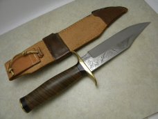 Custom Charles Douglas "Bucker" Gascon Zebra Wood Fixed Blade Sheath Knife 