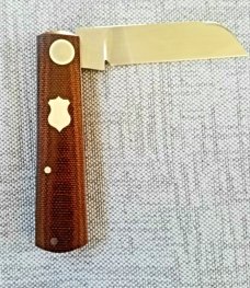 Willem Steenkamp Modern Barlow..3.75" ..Rwl34..natural micarta scales w/Westy shields.slip and pouch