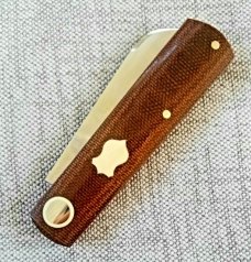 Willem Steenkamp Modern Barlow..3.75" ..Rwl34..natural micarta scales w/Westy shields.slip and pouch