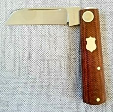 Willem Steenkamp Modern Barlow..3.75" ..Rwl34..natural micarta scales w/Westy shields.slip and pouch