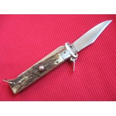 Vintage Italian LEPRE Shell Puller Fulcrum Stag Switchblade