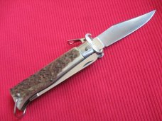 Vintage Italian LEPRE Shell Puller Fulcrum Stag Switchblade