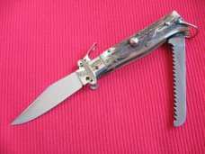 Vintage Italian LEPRE Shell Puller Fulcrum Stag Switchblade
