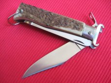 Vintage Italian LEPRE Shell Puller Fulcrum Stag Switchblade
