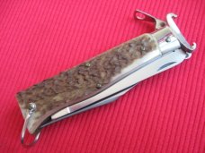 Vintage Italian LEPRE Shell Puller Fulcrum Stag Switchblade