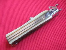 Vintage Italian LEPRE Shell Puller Fulcrum Stag Switchblade