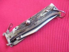 Vintage Italian LEPRE Shell Puller Fulcrum Stag Switchblade