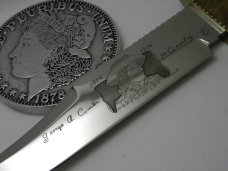Custom Harvey McBurnette Ivory 100th Year of Custer's Last Stand Fixed Blade Bowie Knife