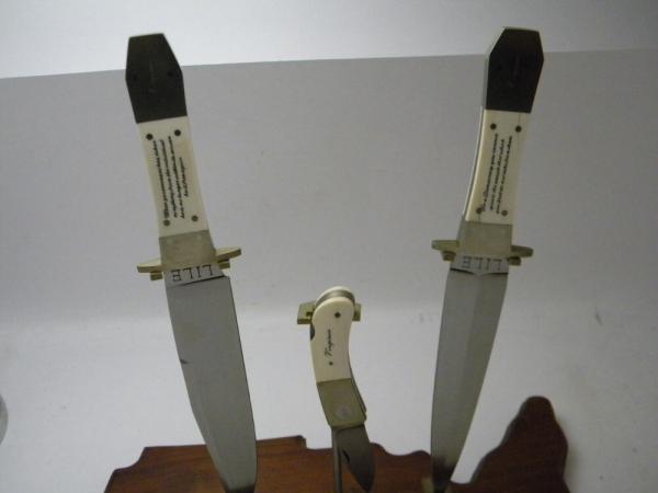 Custom James "Jimmy" Lile Ivory Becentennial Bowie Folder Dagger Knife Set 1976