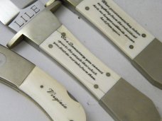 Custom James "Jimmy" Lile Ivory Becentennial Bowie Folder Dagger Knife Set 1976