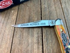 Case Tiny Toothpick Autumn Peach Seed Jigged Bone 2018 Junior CCC Member Annual Club Knife