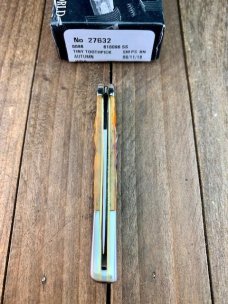 Case Tiny Toothpick Autumn Peach Seed Jigged Bone 2018 Junior CCC Member Annual Club Knife