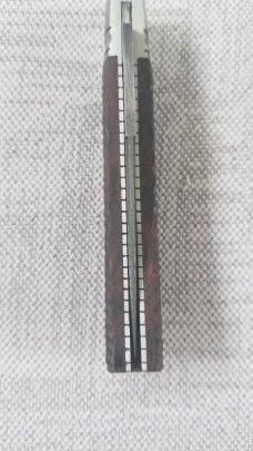Josh Fisher Trapper Custom. . Checkered Ebony..Damascus..fluted...fileworked...pouch & Slip.3.5 clsd