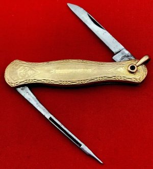Vintage B.B. CO. (Beaverbrook) Gold Toned Lobster Pen Watch Fob Skeleton Knife c.1890’s