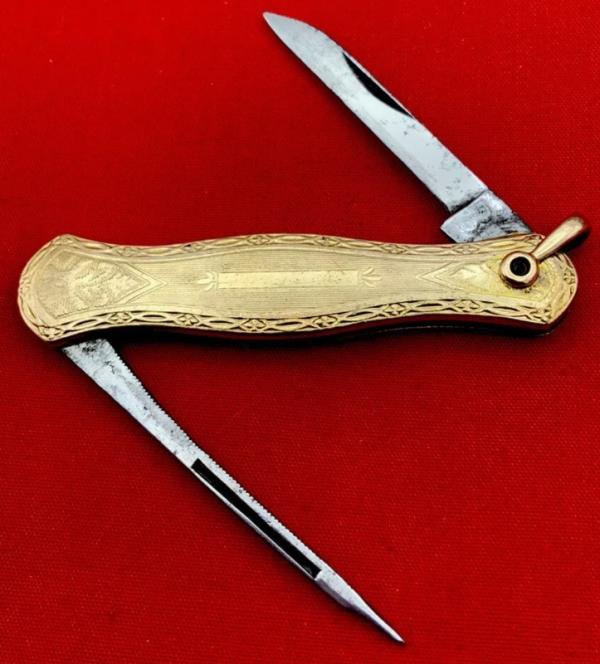 Vintage B.B. CO. (Beaverbrook) Gold Toned Lobster Pen Watch Fob Skeleton Knife c.1890’s Vintage B.B. CO. (Beaverbrook) Gold Toned Lobster Pen Watch Fob Skeleton Knife c.1890’s