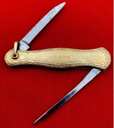 Vintage B.B. CO. (Beaverbrook) Gold Toned Lobster Pen Watch Fob Skeleton Knife c.1890’s