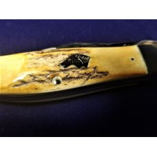 Vintage KA-BAR Dog's Head Model V111/78 Folding Hunter, Union Cutlery Co., Stag