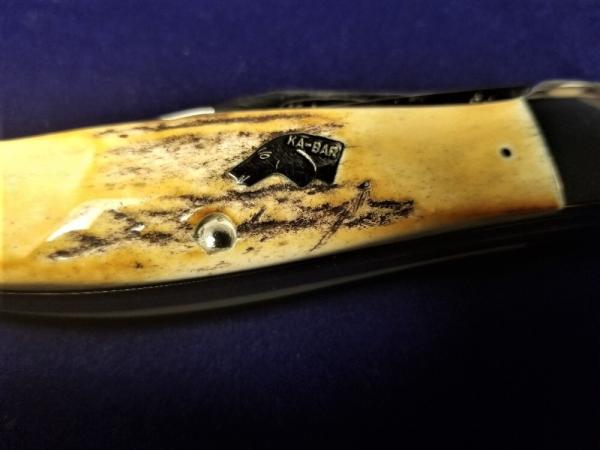 Vintage KA-BAR Dog's Head Model V111/78 Folding Hunter, Union Cutlery Co., Stag Vintage KA-BAR Dog's Head Model V111/78 Folding Hunter, Union Cutlery Co., Stag