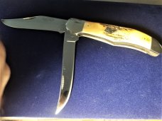 Vintage KA-BAR Dog's Head Model V111/78 Folding Hunter, Union Cutlery Co., Stag