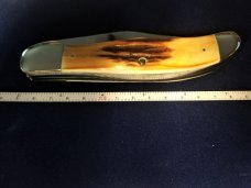 Vintage KA-BAR Dog's Head Model V111/78 Folding Hunter, Union Cutlery Co., Stag