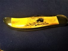 Vintage KA-BAR Dog's Head Model V111/78 Folding Hunter, Union Cutlery Co., Stag