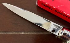Bargeon Switchblade, 7 1/2 Inch, Faux Stag Handle, Brass Liners, Hard To Find With Box, Unused
