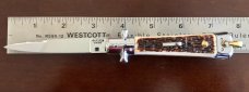 Bargeon Switchblade, 7 1/2 Inch, Faux Stag Handle, Brass Liners, Hard To Find With Box, Unused