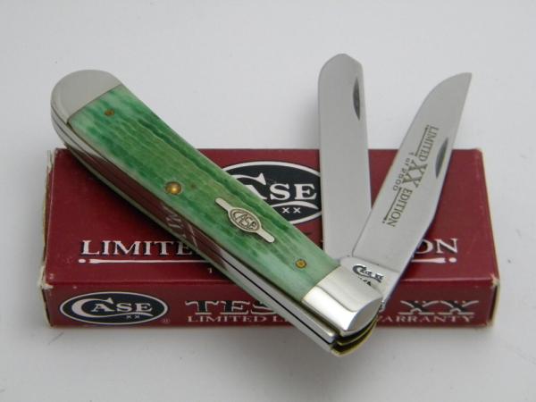 Case XX USA 1999 6254 Emerald Green Bone Limited Edition Trapper Knife in Box Case XX USA 1999 6254 Emerald Green Bone Limited Edition Trapper Knife in Box