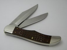 Case XX USA 7 Dot Laminated Wood 6265 Folding Hunter Knife in Box w/Pouch