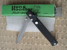 HEN & ROOSTER -  STILETTO - BLACK LINER LOCK - NIB - RARE & HARD TO FIND, OOP