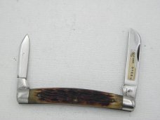Queen Cutlery #15 half congress - Rare: 3 7/16” closed, early 1950s, genuine Rogers bone