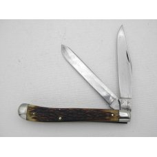 Queen Cutlery #24 Slim Trapper Rogers bone: 4 1/8” closed, circa 1947, Big “Q” tang stamp