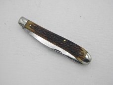 Queen Cutlery #24 Slim Trapper Rogers bone:  4 1/8” closed, circa 1947, Big “Q” tang stamp