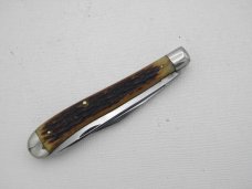 Queen Cutlery #24 Slim Trapper Rogers bone:  4 1/8” closed, circa 1947, Big “Q” tang stamp