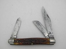 Queen Cutlery #9 Serpentine Stockman Rogers Bone: 4” closed, circa 1946