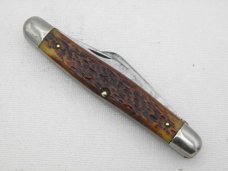 Queen Cutlery #9 Serpentine Stockman Rogers Bone: 4” closed, circa 1946