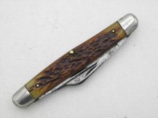 Queen Cutlery #9 Serpentine Stockman Rogers Bone: 4” closed, circa 1946
