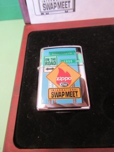 Case XX Zippo 1998 Swap Meet on the Road  Lighter & Burnt Oatmeal Bone Handle CopperLock #61749L