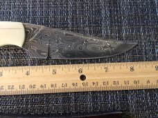 Craig Steketee custom knife ivory handles his own Damascus in maker’s sheath 