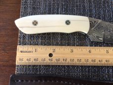 Craig Steketee custom knife ivory handles his own Damascus in maker’s sheath 