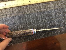 George Trout custom fixed blade knife stag handle NS hilt and butt plate 