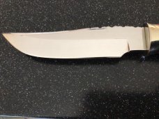 George Trout custom fixed blade knife stag handle NS hilt and butt plate 